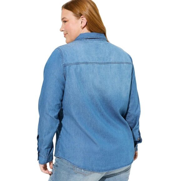 TORRID‎ Womens Button Shirt SZ 2X Taylor Medium Wash Denim Blue Country Rodeo - Picture 4 of 11